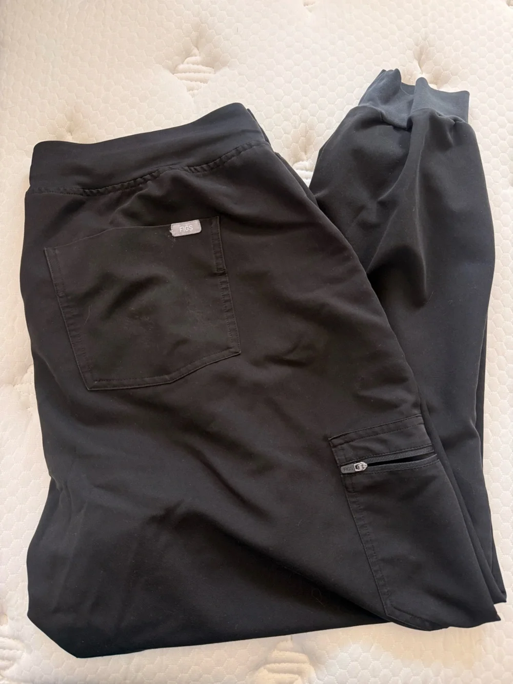 Figs Men's Black Jogger Pants with Light Gray Drawstring